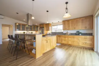Another view of the kitchen.  A sliding door on the right opens to the large composite deck with metal railing - minimal upkeep!