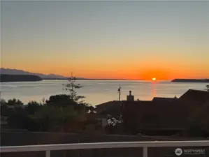 the view from the deck at sunset.  Welcome home!