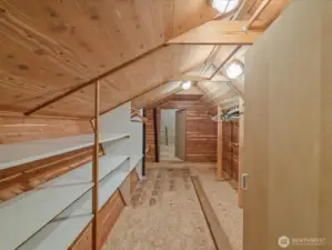 Cedar Closet Custom Built in the Large Attic has Shelving and Tons of Space