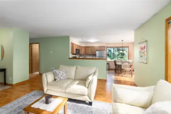 Living room is open to the kitchen and dining room.