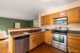 Kitchen opens to the living room.