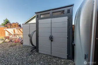 Side yard and sheds