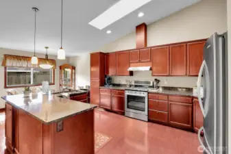 Spacious kitchen with plenty of counter space and storage.