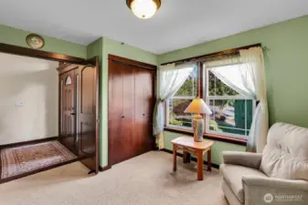 Bedroom 1 is generously sized, features double doors, and is currently used as a den, offering flexible space for your needs.