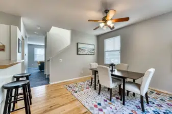 Hallway seperates the living room from the dining and kitchen area.