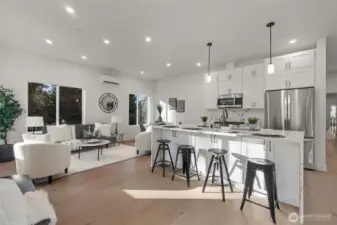 Attached ADU kitchen and living space