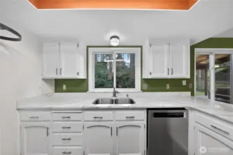 Updated kitchen with stainless steel appliances,