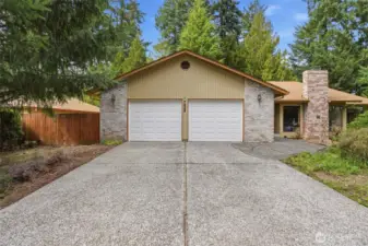 Driveway, garage and front of house