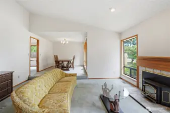 Living room, and formal dining room