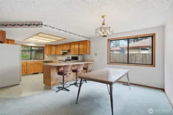 View of kitchen and dining area