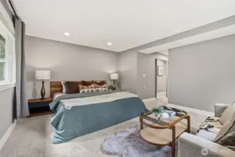 Spacious primary suite with serene setting