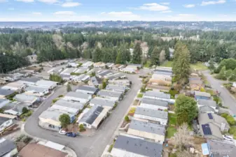 Aerial view of neighborhood