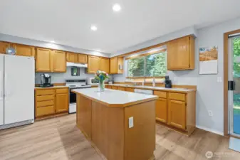 Large island with drawers and storage. Great prep space.