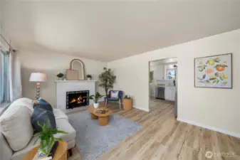 Cozy wood fireplace