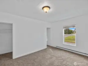 The large bedroom features a walk-in closet.