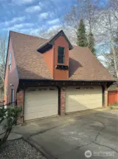 Detached 3 car garage with unfinished room on top floor