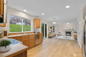 Kitchen opens to family room