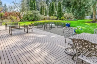 Deck and patio with plenty of space for outdoor furniture, dining, and relaxation.