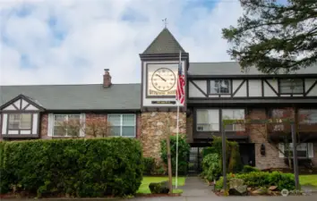 Lovely Tudor style buildings with stone and brick.