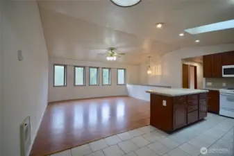Upper floor has nice open floor plan with lots of windows