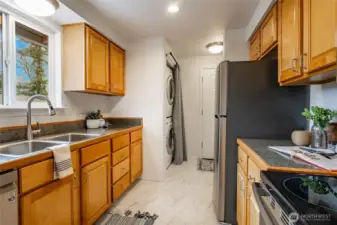 Wonderful kitchen with new stove, microwave and flooring