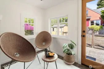 Virtually staged, a sample of how you might enjoy this room in summers.  Add heat for all year use!