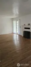 Living room with wood fireplace