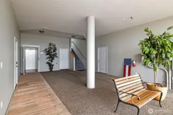 Gated entry area giving access to the elevator or stairs.