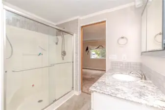 Walk-in shower in Primary.