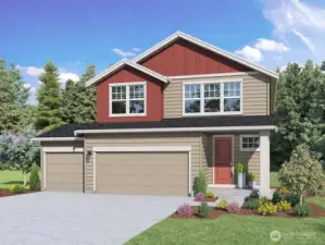 Ballard Plan Marketing Rendering - Depictions of homes or other features are artist conceptions. Hardscape, landscape, and other items shown may be decorator suggestions that are not included in the purchase price and availability may vary. No view is promised. Views may also be altered by subsequent development, construction and tree growth and landscaping.