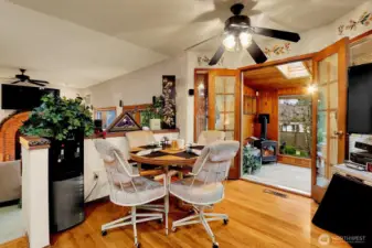 Entry  from kitchen eating space to spa room