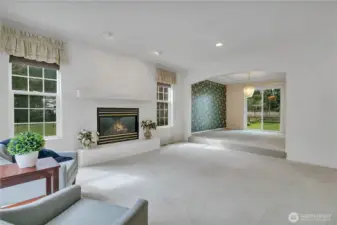 Formal living room with gas fireplace