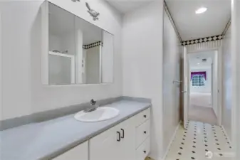 Full bathroom on the upper level