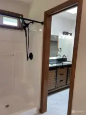 Updated master shower, vanity & lights