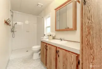 Primary bathroom with walk in shower.