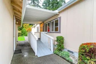 Covered ramp to front door.