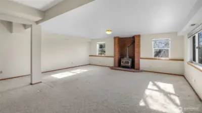 Basement over 1400Sqft with Wood Fireplace