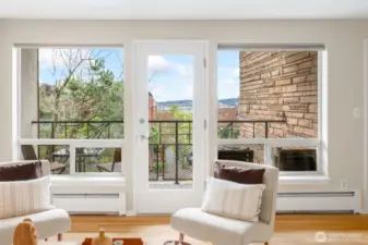 South facing, with deck. Tons of light and a view!