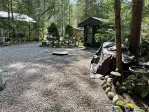 Looking from the deck towards the road.
