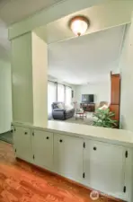 Built-in cabinetry provides for plenty of storage space.