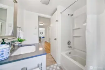 Additional view of full bath on main.