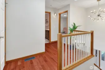 Upper floor landing area taken from primary bedroom.