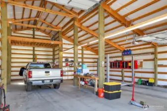 14 foot door leads you to this side of shop that is 43 feet deep to store your RV. Loft above is sitting at 12.6 ft off the ground.