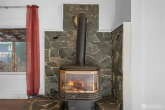 Cozy up next to the gas fireplace in the winter.