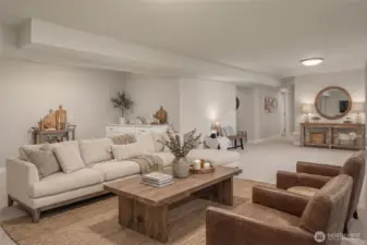 Lower floor Family Room (virtually staged)