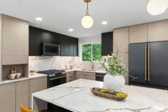 Functional kitchen layout with GE appliances