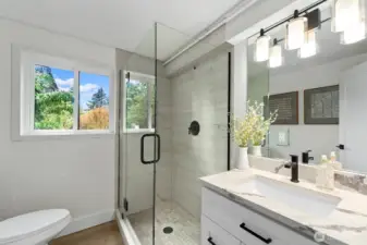 Bathroom in basement for lower bedrooms