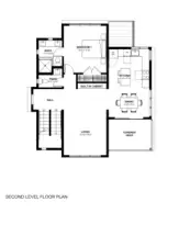 The second level of the home includes a main floor primary BR and ensuite bath plus gracious living room, dining, kitchen and covered terrace deck!