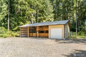 3 bay horse stall and garage for tools/tractor