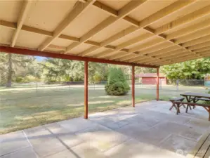 Covered patio on home